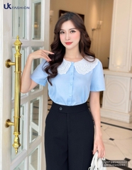 Áo Sơ Mi Tay Phối Cổ Ren UK Fashion Công Sở Nữ Trẻ Trung Vải Mềm Mịn UKFSM2402022
