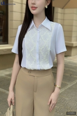 Sơ mi cổ đức phối ren siêu xinh UKSM2506013