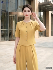 Áo cổ tròn ly cổ tay lỡ UKSM2608012 ( Áo rời không kèm SP ghép set và các PK khác )