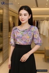 Sơ mi hoa lá cổ giếng - thay đổi phong cách của bạn UKSM2506024