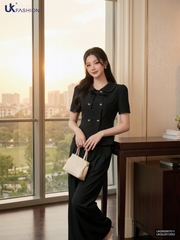Sơ mi cổ sen cúc tim UKSM2607011 ( Áo rời không kèm các SP ghép set và PK khác )