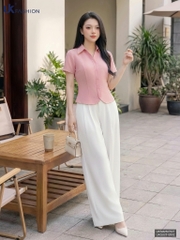 Sơ mi cổ V lá bo gấu trơn UKSM2507027