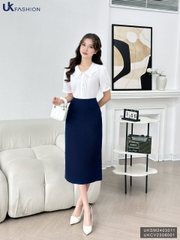 Áo Sơ Mi Bấu Mí Cổ Cách Điệu UK Fashion Công Sở Nữ Thanh Lịch Vải Mềm Mịn UKSM2403011