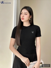 Áo Len Cộc Tay Thêu Nơ UK Fashion Công Sở Nữ Nữ Tính, Thanh Lịch Vải Mềm Mịn UKFAL2410002