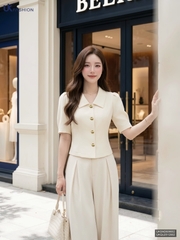 Áo cổ lá tay cúc nấm UKSM2609002 ( Áo rời không kèm CV/QU/PK )