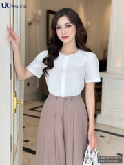Áo Sơ Mi Tay Phối Cổ Ren UK Fashion Công Sở Nữ Trẻ Trung Vải Mềm Mịn UKFSM2402022