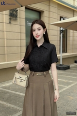 Sơ mi cổ đức phối ren siêu xinh UKSM2506013