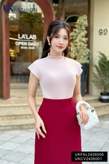 Áo Len Cao Cổ Vai Chờm UK Fashion Công Sở Nữ Thanh Lịch, Sang Trọng Vải Mềm Mịn UKFAL2408006