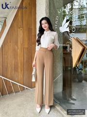 Áo Sơ Mi Cổ Sen Bẻ Thêu Hoa UK Fashion Công Sở Nữ Thanh Lịch, Nữ Tính Vải Mềm Mịn UKFSM2408010