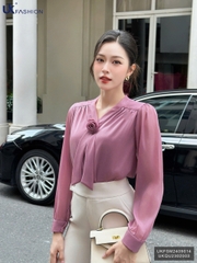 Sơ mi tơ cổ vạt hoa cực xinh xắn UKFSM2409014