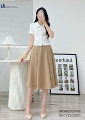 Chân Váy Xếp Ly UK Fashion chân váy xòe đơn giản, Thanh Lịch, Nữ Tính cho quý công công sở, dễ phối đồ UKCV2310002