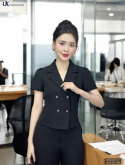 Áo Kí Giả Cổ Vê 2 Túi UK Fashion Công Sở Nữ Thanh Lịch Sang Trọng Vải Mềm Mại UKSM2501011