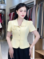 Sơ mi peplum cổ nhăn vạt trơn che khuyết điểm tốt UKSM2504016