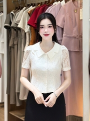 Sơ mi cổ ren kép điệu đà UKSM2508014
