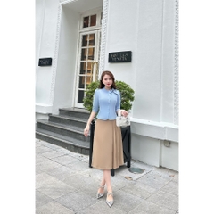 Sơ mi bèo có nơ vai UK Fashion Cao Cấp, Tơ Lụa Mềm Mại UKSM2310001