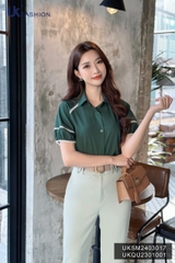 UK Fashion Áo Sơ Mi Raglan Cổ Đức Phối Ren Trẻ Trung, Nữ Tính UKSM2403017