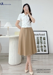 Chân Váy Xếp Ly UK Fashion chân váy xòe đơn giản, Thanh Lịch, Nữ Tính cho quý công công sở, dễ phối đồ UKCV2310002