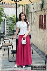 UK Fashion Quần Ống Rộng Giả Váy Xếp Ly Thanh Lịch, Thoải Mái Dễ Phối Cho Nàng Công Sở UKQU2403002