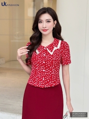 Áo Sơ Mi UK Fashion Công Sở Thiết Kế Cổ Kép, Họa Tiết Hoa Nhẹ Nhàng, Thanh Lịch, Nữ Tính UKSM2406007