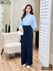 Áo Sơ Mi Dài Tay Bèo Nẹp UK Fashion Công Sở Nữ Thanh Lịch, Nữ Tính Vải Mềm Mịn UKSM2405024