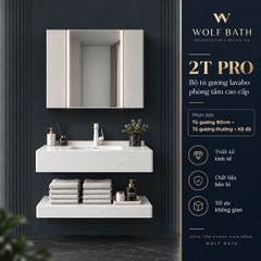 Bộ tủ gương lavabo phòng tắm cao cấp Wolf Bath 2T Pro