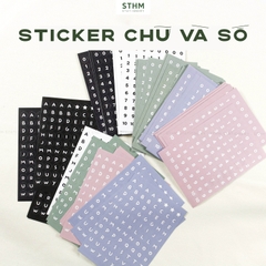 Giấy tự dính (sticker) A6 Chữ và Số xấp 5 tờ