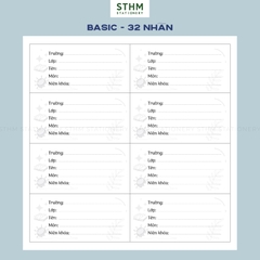 Giấy tự dính Nhãn vở bộ 4 tờ (32 nhãn 7.2x6.3cm)