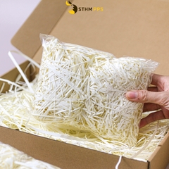 Giấy kem 80gsm cắt nhỏ để lót sản phẩm (giấy rơm) túi 100g