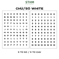 Giấy tự dính (sticker) A6 Chữ và Số xấp 5 tờ