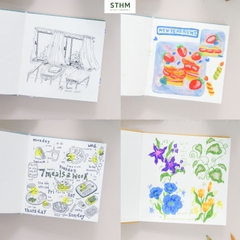 Sổ tay may chỉ bìa cứng bọc vải The.r Sketchbook giấy kem 190gsm