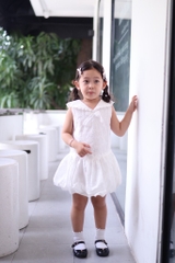 Đầm bí cổ peter Pan trắng