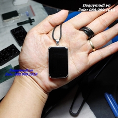 MẶT DÂY CHUYỀN NGỌC BÍCH MÀU ĐEN BỌC BẠC