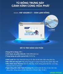 Tủ Đông Mặt Kính Cong Funiki 280L HSF AD6280.C - Dàn Đồng, Kính Low-E