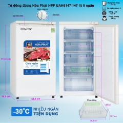 Tủ Đông Đứng Funiki 147L HPF UAH6147 - 5 Ngăn Hygiene Box Tiện Lợi