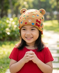 Mũ len beanie tai gấu