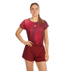 Áo Bidi Badu tay ngắn thể thao tennis/pickleball nữ Freeze Out Dark Red BB110046-9050