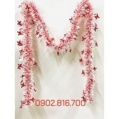 Dây kim tuyến xù dây chồn đính hình ông già noel dễ thương dài 1m9 phụ kiện trang trí cây thông noel - giáng sinh