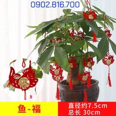 Set 5 Liễng nhung đỏ hình quạt , cá chép , lồng đèn khắc chữ PHƯỚC vàng treo cây mai đào tắc phụ kiện trang trí TẾT