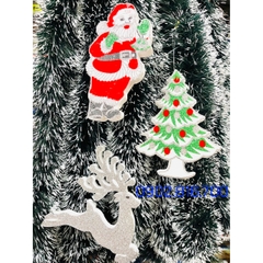 Set 3 món Hình ông già noel cây thông tuần lộc 20cm có hình 2 mặt bằng xốp treo Trang trí cây thông noel ngày giáng sinh