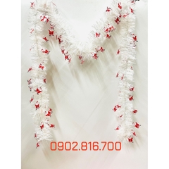 Dây kim tuyến xù dây chồn đính hình ông già noel dễ thương dài 1m9 phụ kiện trang trí cây thông noel - giáng sinh