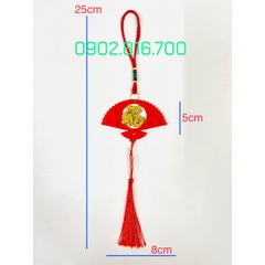 Set 5 Liễng nhung đỏ hình quạt , cá chép , lồng đèn khắc chữ PHƯỚC vàng treo cây mai đào tắc phụ kiện trang trí TẾT