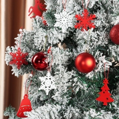 Set 6 phụ kiện hình bông tuyết đỏ và trắng bằng gỗ decor treo trang trí cây thông noel ngày lễ giáng sinh