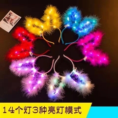 Cài noel sừng hươu tuần lộc cài tai thỏ bờm lông có đèn led phát sáng cho bé gái trang phục phụ kiện Noel lễ giáng sinh
