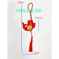 Set 5 Liễng nhung đỏ hình quạt , cá chép , lồng đèn khắc chữ PHƯỚC vàng treo cây mai đào tắc phụ kiện trang trí TẾT