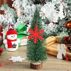 Set 6 phụ kiện hình bông tuyết đỏ và trắng bằng gỗ decor treo trang trí cây thông noel ngày lễ giáng sinh