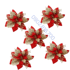 Sét 5 hoa trạng nguyên kim tuyến nhũ vàng đỏ size lớn 13cm trang trí cây thông noel vòng nguyệt quế tháp giỏ quà oản tài