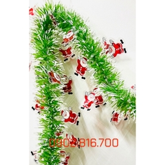 Dây kim tuyến xù dây chồn đính hình ông già noel dễ thương dài 1m9 phụ kiện trang trí cây thông noel - giáng sinh