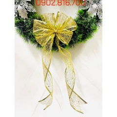 Vòng nguyệt quế 35cm có đèn led phát sáng treo cửa Decor trang trí Noel ngày lễ giáng sinh phong cách sang trọng