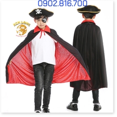 Set Áo Choàng cướp biển 2 lớp đỏ đen và nón và bịt mắt trang phục hoá trang cướp biển lễ hội Halloween