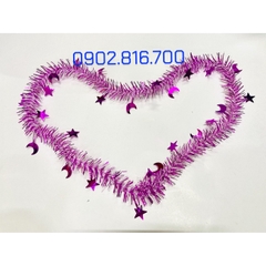 Set 5 Dây kim tuyến đính hình ngôi sao và mặt trăng nhiều màu sắc phụ kiện trang trí cây thông noel ngày lễ Giáng sinh